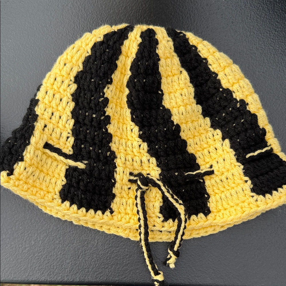 Striped Yellow and Black Kids Beanie